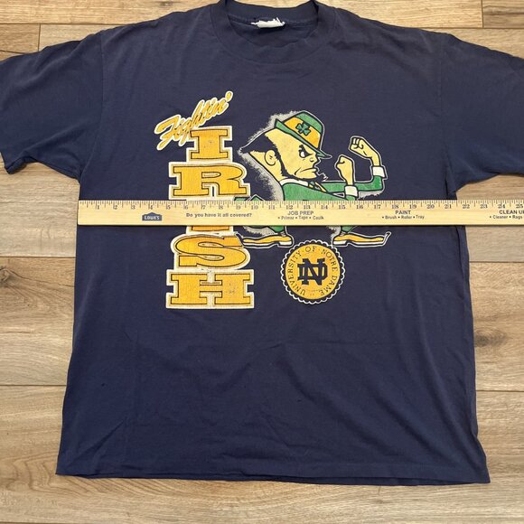 VTG Notre Dame Fighting Irish T Shirt Adult SZ MEDIUM Navy Blue ND Single Stitch - Picture 8 of 10